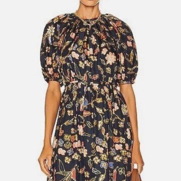 NWOT ULLA JOHNSON Cybil Silk Midi Dress in Odessa S $765 - Picture 8 of 11
